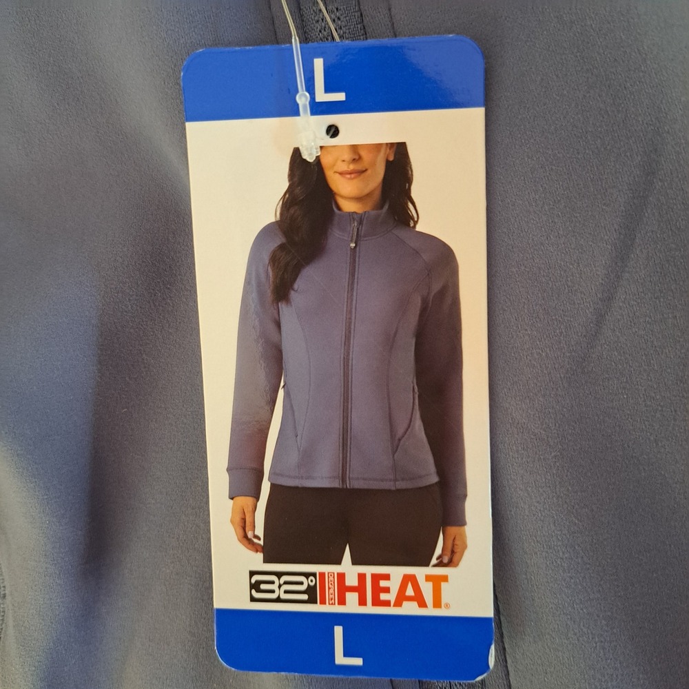 32 Degrees Heat Jacket‎ Womens LG Blue New Zip Performance Mock Neck 815-287-CB5